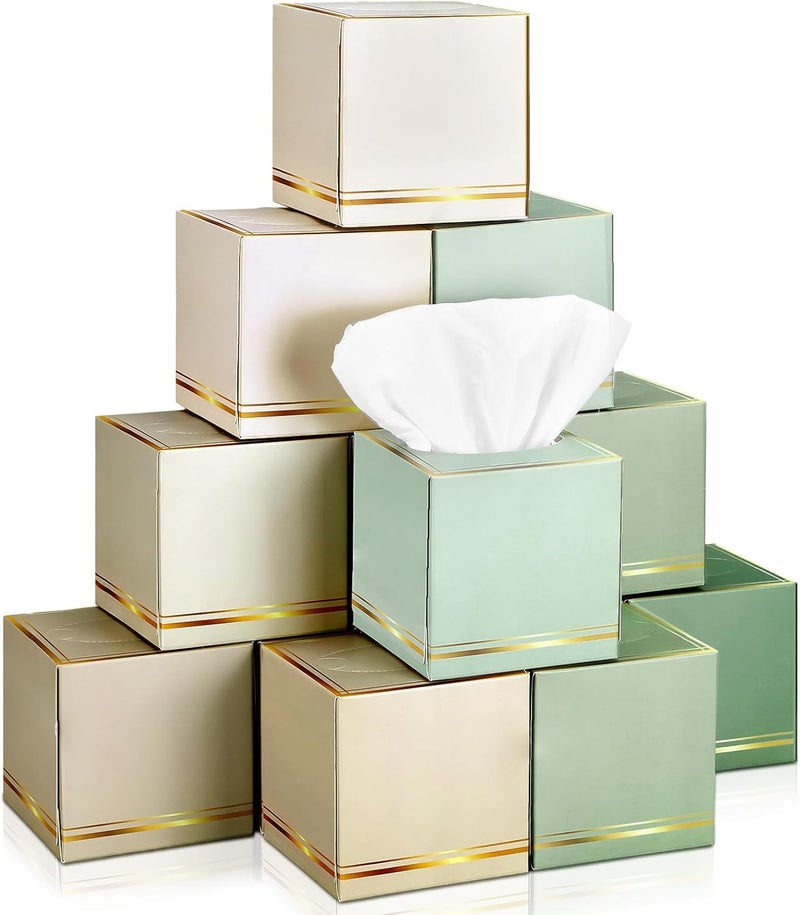 Fourluoo 12 Pack Facial Tissues Cube Boxes Face Box 600 Sheets 3 ply Soft Paper Square Tissues Bulk for Car Pocket Toilet Household Bedroom Family (Mixed Color) - Image 1